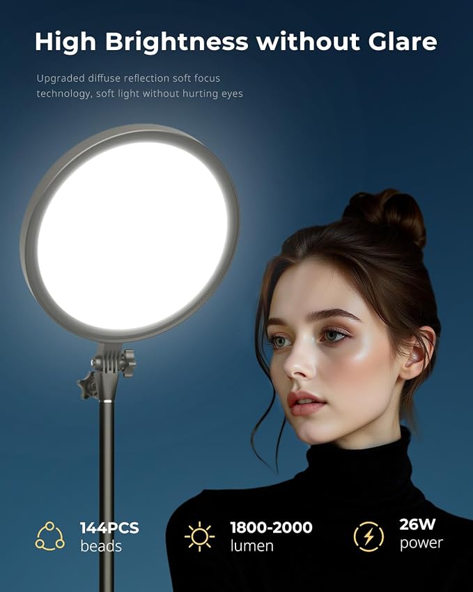 Aureday 12” Ring Light with Stand and Phone Holder, 79” Tall LED Circle Light - Image 2