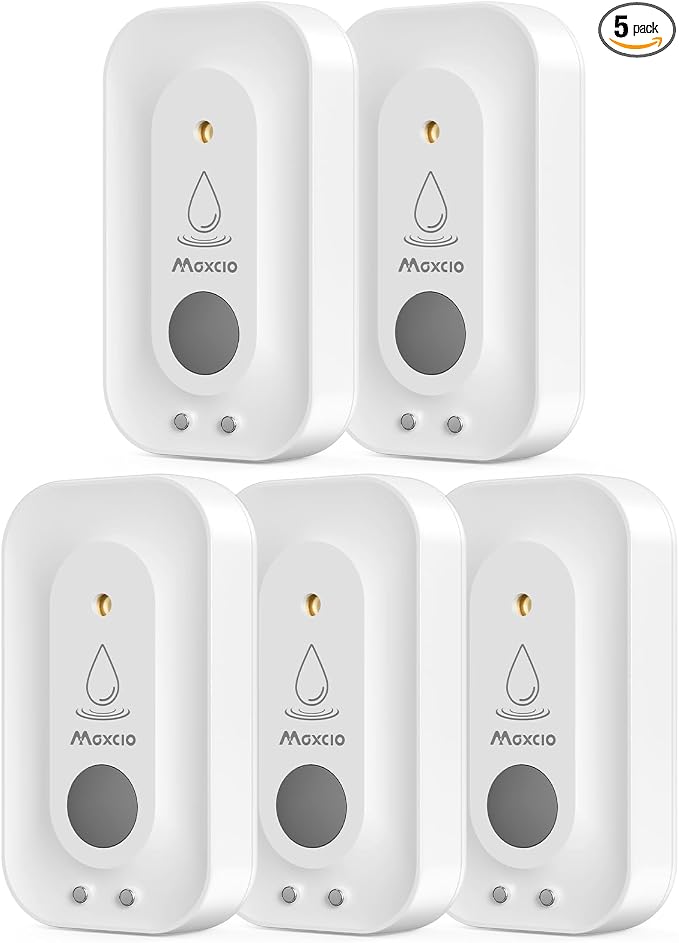 MAXCIO Water Leak Detectors 5 Pack, 110dB Adjustable Smart Water Sensor by YourSmartLifeBeginsNow