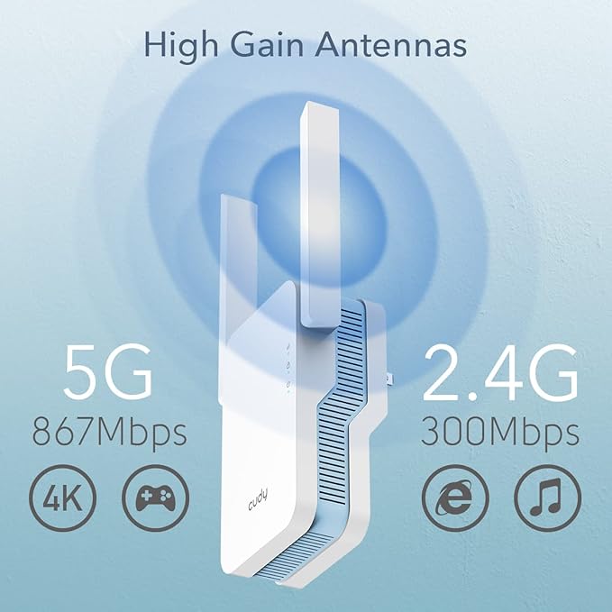 Cudy AC1200 WiFi Extender, 1.2Gbps Home Signal Booster, Dual Band 5GHz/2.4GHz - Image 4
