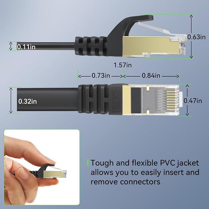 BUSOHE Cat 8 Ethernet Cable 200 FT, 40Gbps 2000MHz CAT8 High Speed Flat - Image 6