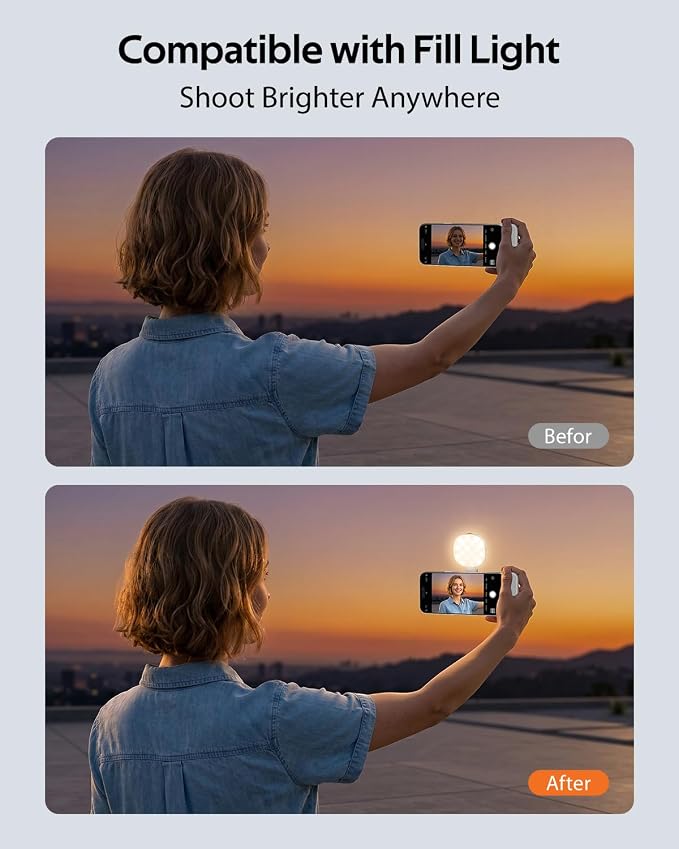 Magnetic Phone Camera Grip, Phone Selfie Grip + Selfie Light - Image 4
