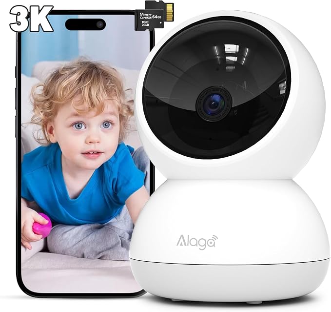 Alaga 3K Indoor Security Camera, 5G and 2.4G WiFi, 360° Pan and Tilt, AI Human by Alagabrandflagship