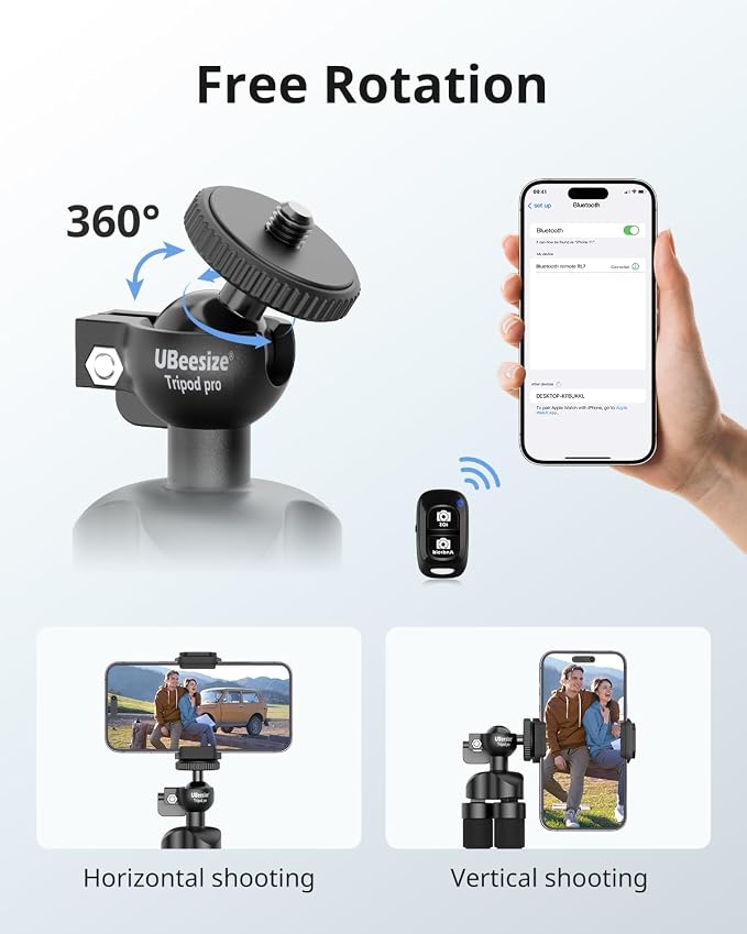 UBeesize Flexible Mini Phone Tripod, Portable and Adjustable Camera Stand Holder - Image 6