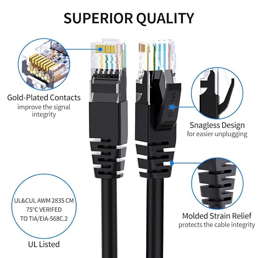 Cat 6 Ethernet Cable 50 ft Network RJ45 Unshielded Cat6 Patch Cable Internet - Image 3