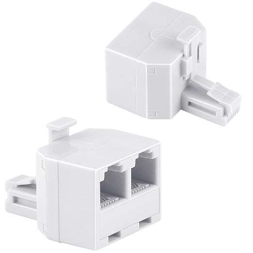 Uvital RJ11 Duplex Wall Jack Adapter Dual Phone Line Splitter Wall Jack Plug 1 by Uvital