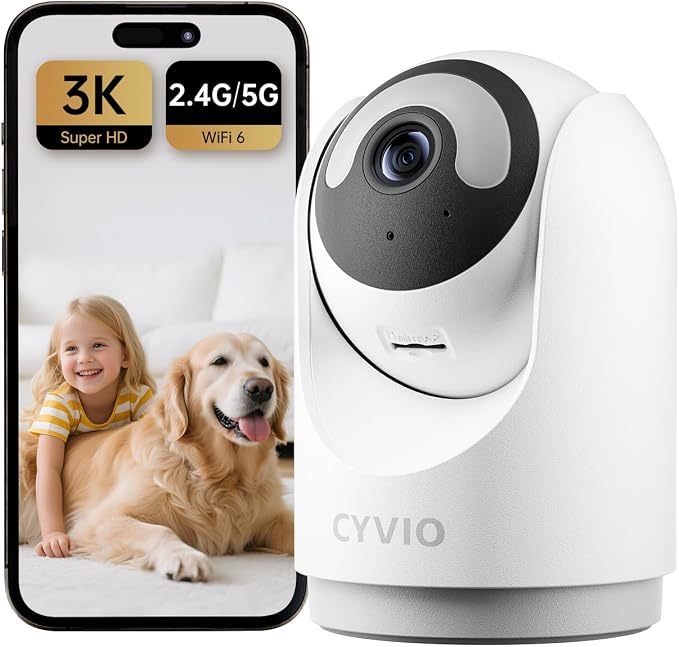 Indoor Security Camera, 5MP Plug-in Wireless WiFi Home Camera by CYVIOSecurity