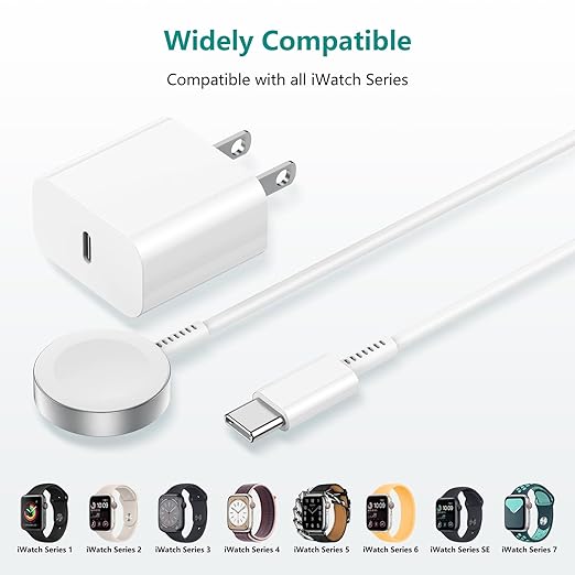 2Pack for Apple Watch Charger Cable, Magnetic Fast Charger to USB-C Cable 3FT - Image 6