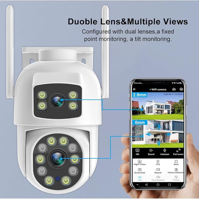 EVERSECU Dual Lens Linkage 6MP WiFi PTZ Security Camera Outdoor, 360° View - Image 3