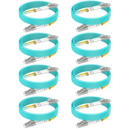 LC to LC Multimode Fiber Patch Cable, 16ft/5m-8PACK MM OM3 Fiber Optic Cable by RamboCables