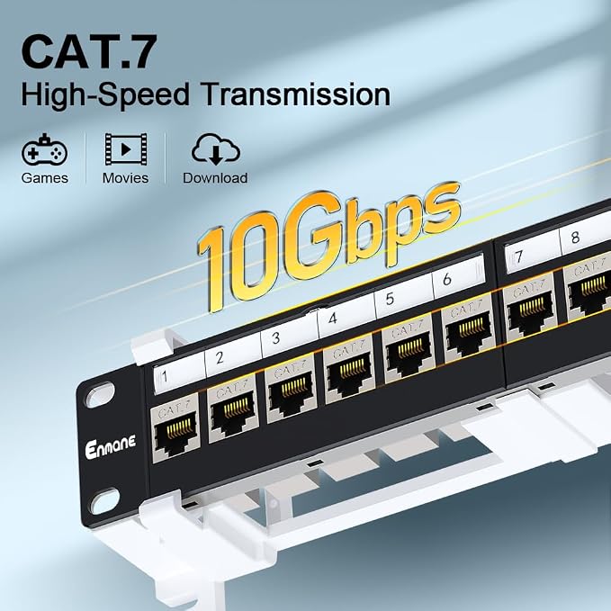 12 Port Patch Panel CAT7 Keystone Patch Panel Wall Mount 10 Inch Bracket - Image 4