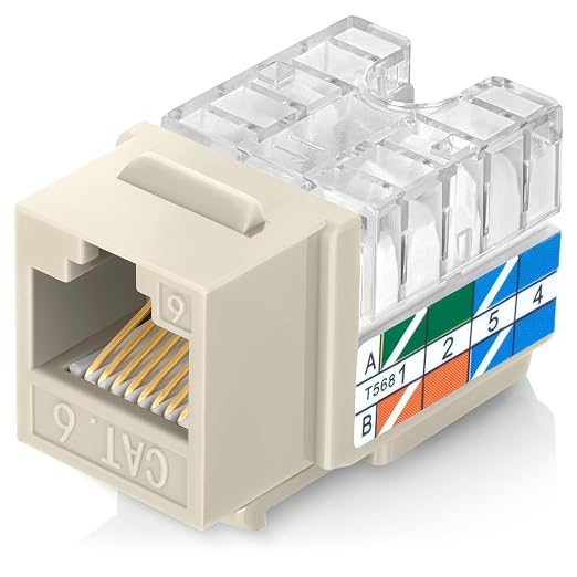 Everest 90° Angled RJ45 Cat6 Keystone Jacks 50-Pack in Ivory by EverestMediaSolutions