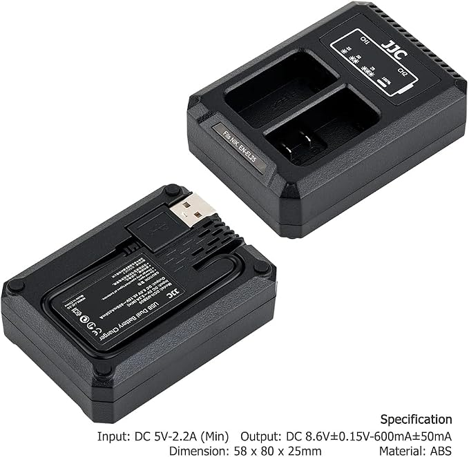 JJC EN-EL25 Battery Charger USB Dual Slot - Image 2