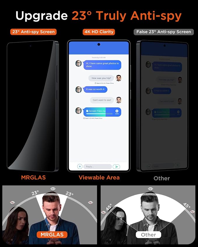 MRGLAS 2+2 Packs for Samsung Galaxy S26 Ultra Privacy Screen Protector 6.9'' - Image 3