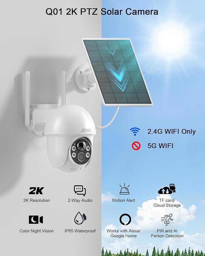 ANRAN 2K Security Camera Wireless Outdoor, Solar Outdoor Camera - Image 3