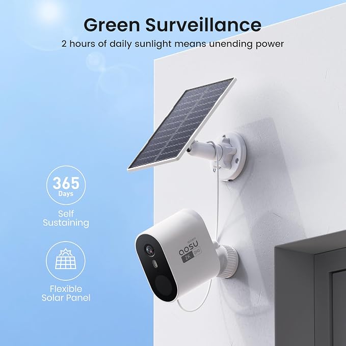 aosu Solar Security Cameras Wireless Outdoor, 2-Cam Kit, 2K QHD Home Security - Image 4