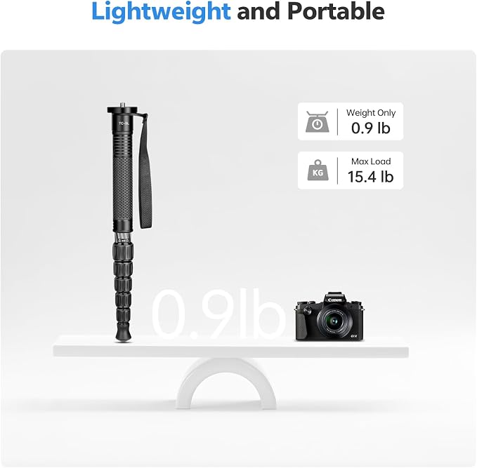 TONYBOO 61" Carbon Fiber Camera Monopod, 28mm 6-Section Height, Portable - Image 2