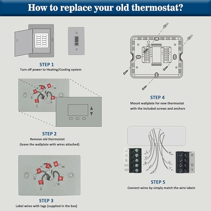 Thermostat for Heat Pump, Programmable Thermostat for Home, Single-Stage Systems - Image 5