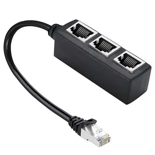 RJ45 Ethernet Splitter Cable, RJ45 1 Male to 3 Female Network Adapter Suitable by HRIOEKAX