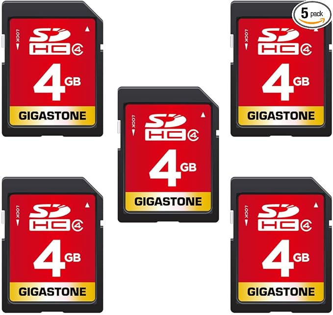 GIGASTONE 4GB SD Card 5 Pack SDHC UHS-I Class 4 Memory Card by Gigastone