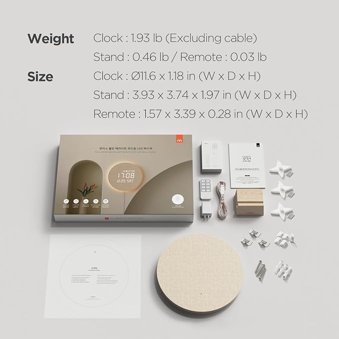 mooas Full Moon LED Silent Wooden Digital Wall Clock - Image 9