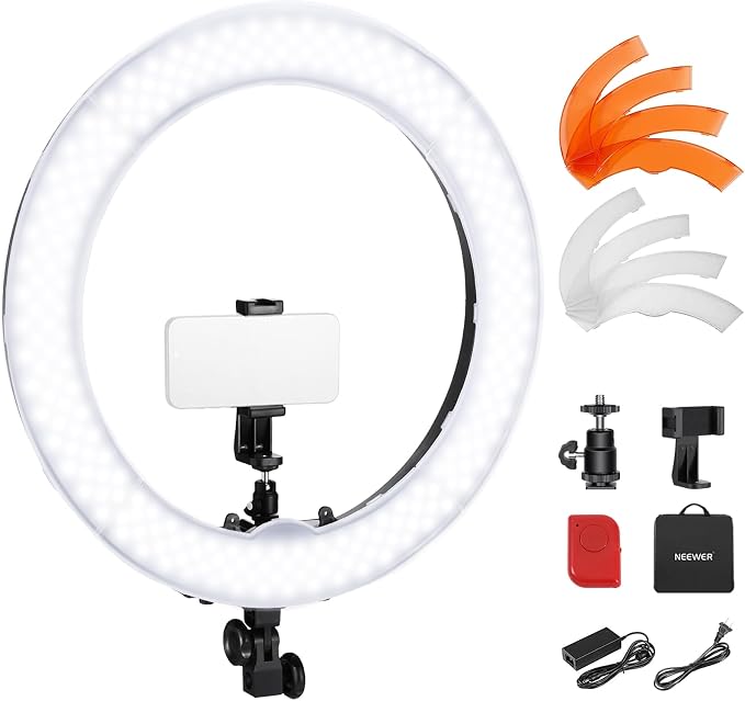 NEEWER 18" Ring Light, 58W 5500lx 5600K Dimmable CRI95 240 LEDs, Lighting by Neewer