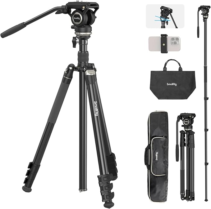 SmallRig CT210 Video Tripod, Professional Camera Tripod Compatible by SmallRig