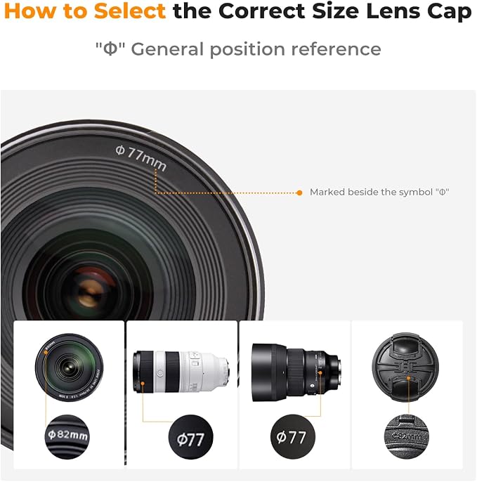 K&F Concept 43mm Lens Cap, 9-in-1 Center Pinch Lens Cover + Anti-Loss Keeper - Image 2