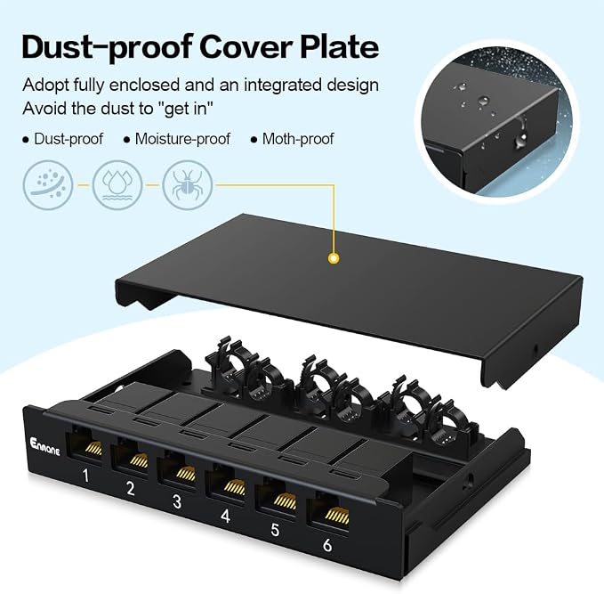 6 Port Patch Panel 0.5U CAT6A Keystone Patch Panel UTP - Image 4