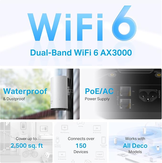 TP-Link Deco Outdoor WiFi – AX3000 Dual Band WiFi 6, Dual Gigabit Ports - Image 3