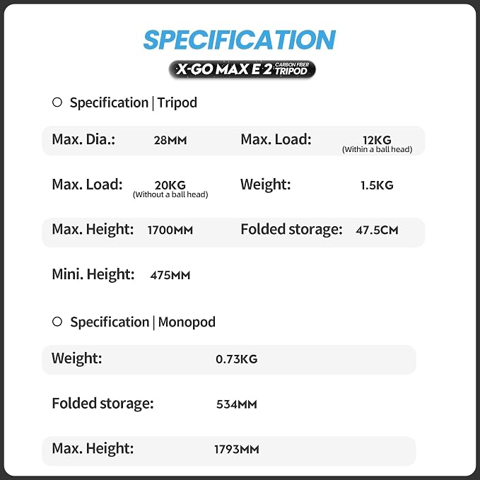 Fotopro 68" Carbon Fiber Tripod - Image 5