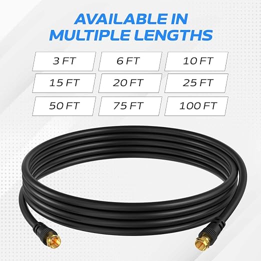Cables Direct Online Coaxial Cable 15FT Black Coax RG6 Male F Type Extension - Image 4