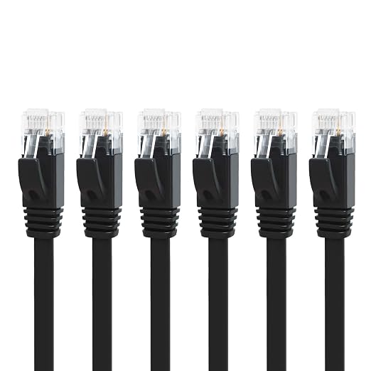 Yauhody CAT 6 Ethernet Cable 5ft 6-Pack Black, High Speed Solid Flat CAT6 by Yauhody