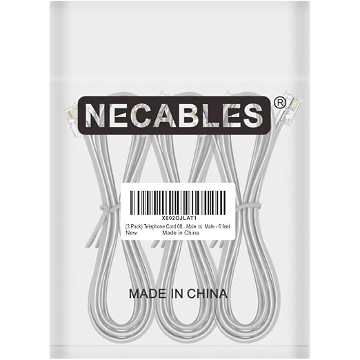 NECABLES 3Pack Phone Cord 6ft Telephone Cord Phone Cable RJ11 6P4C Male to Male - Image 4