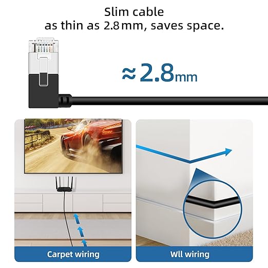 Slim Cat 6 Ethernet Cable 90° Left Angled 3.3 Feet, Ultra Thin & Flexible Rj45 - Image 6