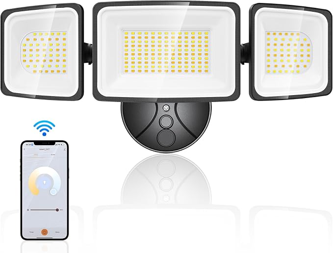 Onforu 100W Smart Flood Lights Outdoor, 3 Adjustable Heads, 9000LM Dimmable by Onforu