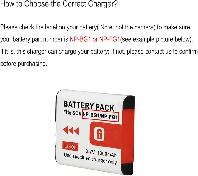 NP-BG1 NP-FG1 Battery Charger Sony BC-CSG BC-CSGB BC-CSGC BC-TRG - Image 2