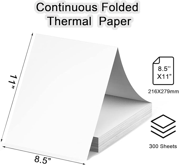 300 Sheets Thermal Printer Paper Continuous Folded 8.5 x 11 Inches US Letter - Image 5