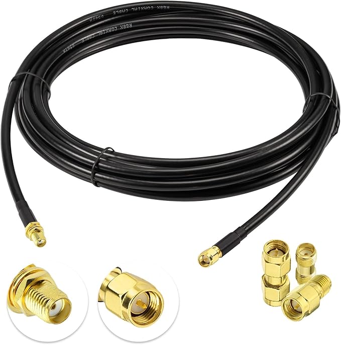 Superbat SMA Male to SMA Female Bulkhead RF Coaxial Cable RG8X Cable 15ft + by SUPERBAT