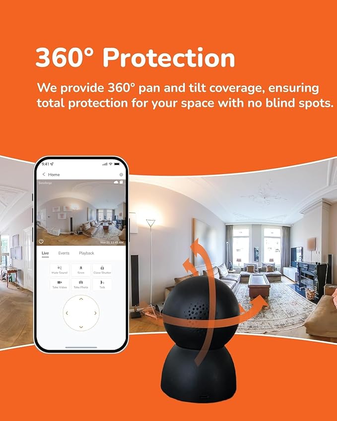 SensForge 2.5K Pan-Tilt Security Camera, 360° Dual-Band WiFi Camera - Image 4