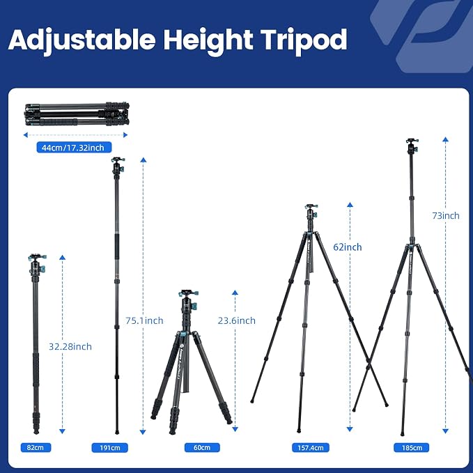 Fotopro 73" Carbon Fiber Tripod - Image 4