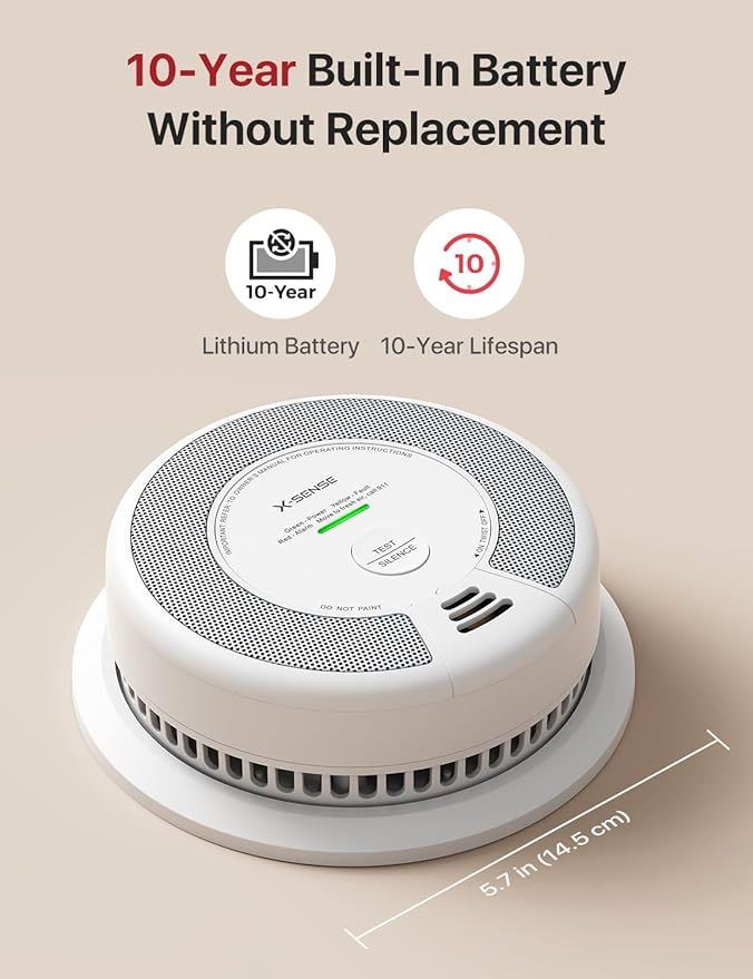 X-Sense Smoke Detector Carbon Monoxide Alarm Combo 10-Year Battery, UL 217 & UL - Image 3