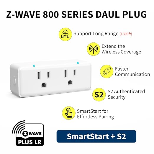 Minoston 800 Series Zwave Dual Outlet Plug, On/Off Z-Wave Repeater Switch - Image 3