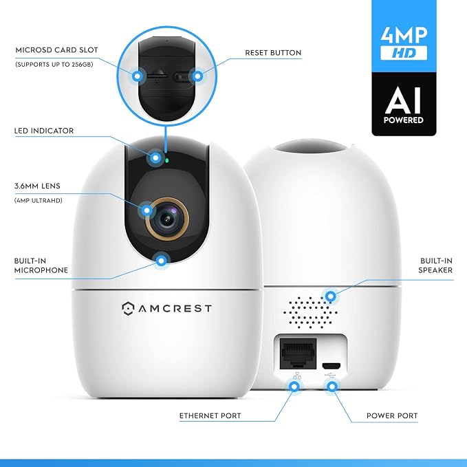 Amcrest 4MP WiFi Camera Indoor Camera, Sound & Baby Monitor, Human & Pet - Image 8