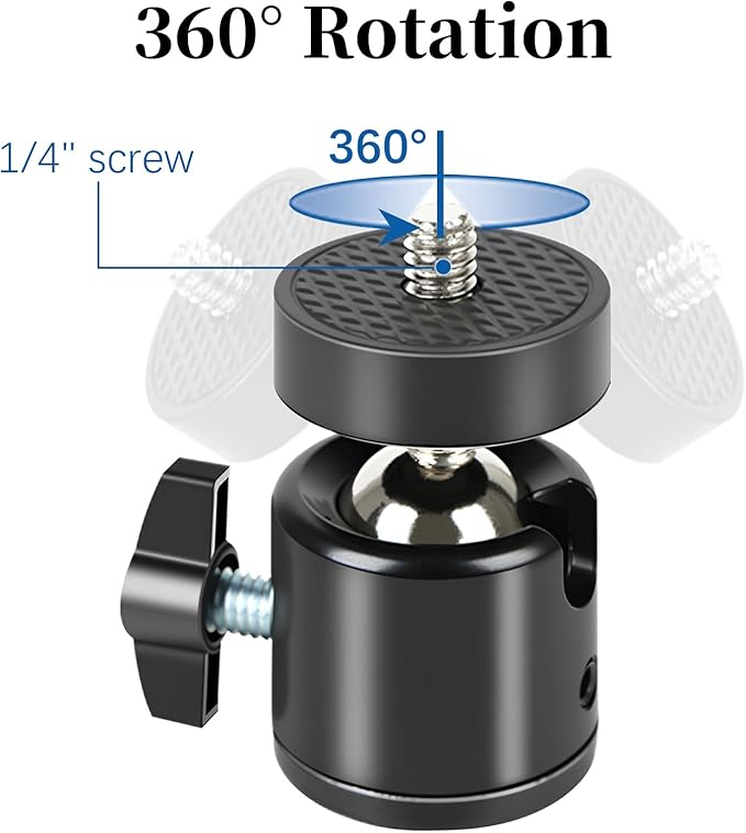 Mini Ball Head 360 Rotatable Ball Heads Camera Mount Adapter, Compatible - Image 3