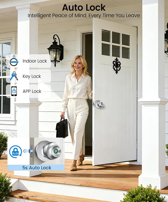 Fingerprint Door Lock, Smart Fingerprint Door Knob - Image 4