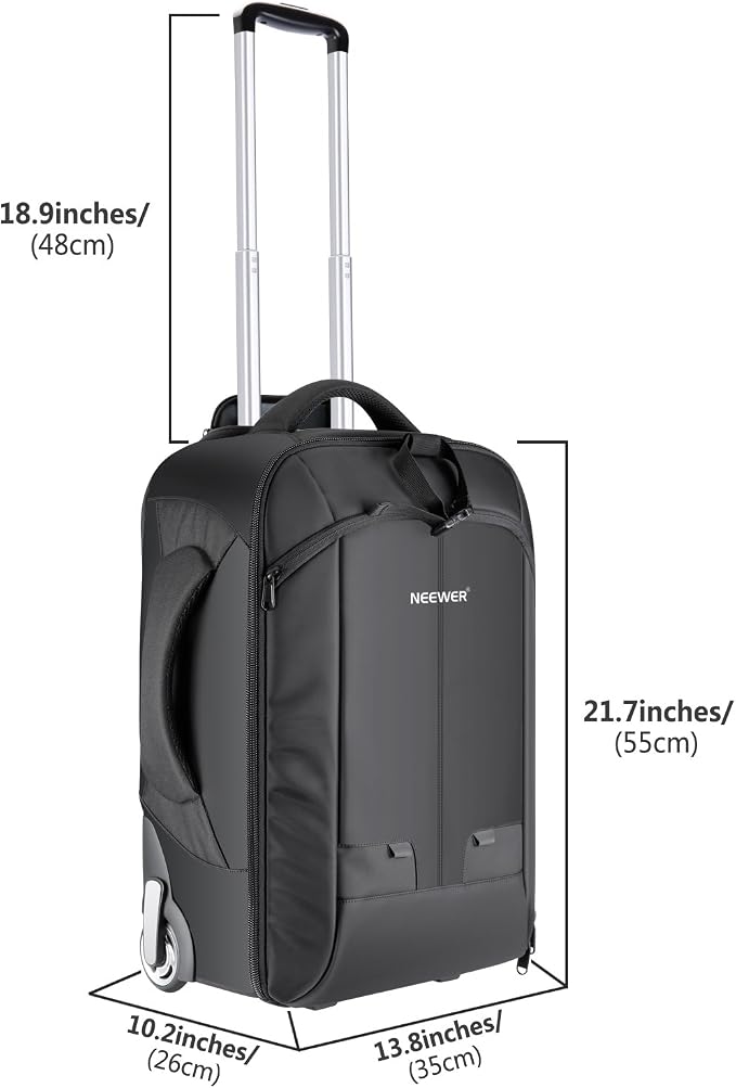 Neewer 2-in-1 Rolling Camera Bag Backpack Suitcase Style Convertible - Image 2