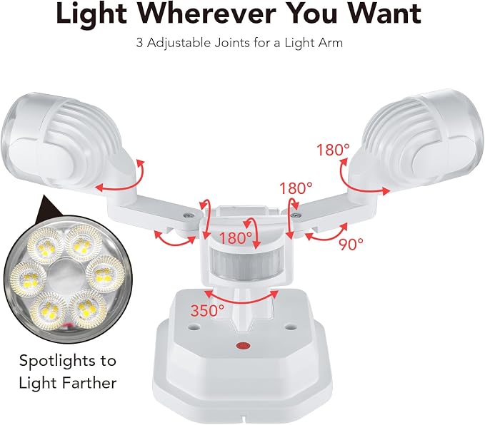 OREiN Motion Sensor Outdoor Lights, 450° Superwide Adjustment Dimmable Dusk to - Image 3