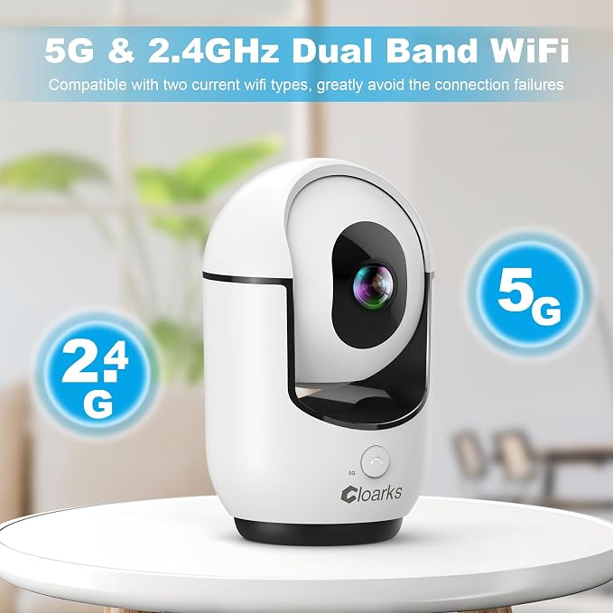Cloarks 2K Indoor Camera, 5/2.4 GHz WiFi Pan/Tilt Security Camera - Image 3
