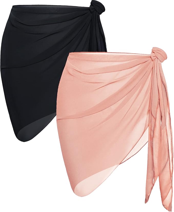 CHICGAL 2 Pieces Women Beach Sarong Bathing Suit Wrap Skirt Sheer Bikini by CHICGAL