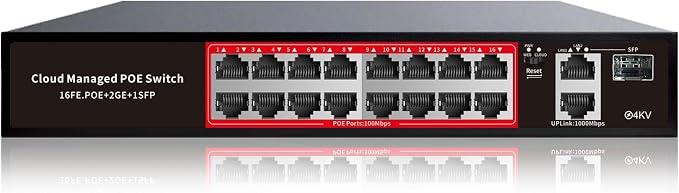 PoE Switch, 16 Port Managed POE+ Ethernet Switch, 240W Built-in Power, Support by STEAMEMO